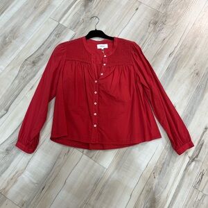 XiRENA Red Long Sleeve Blouse